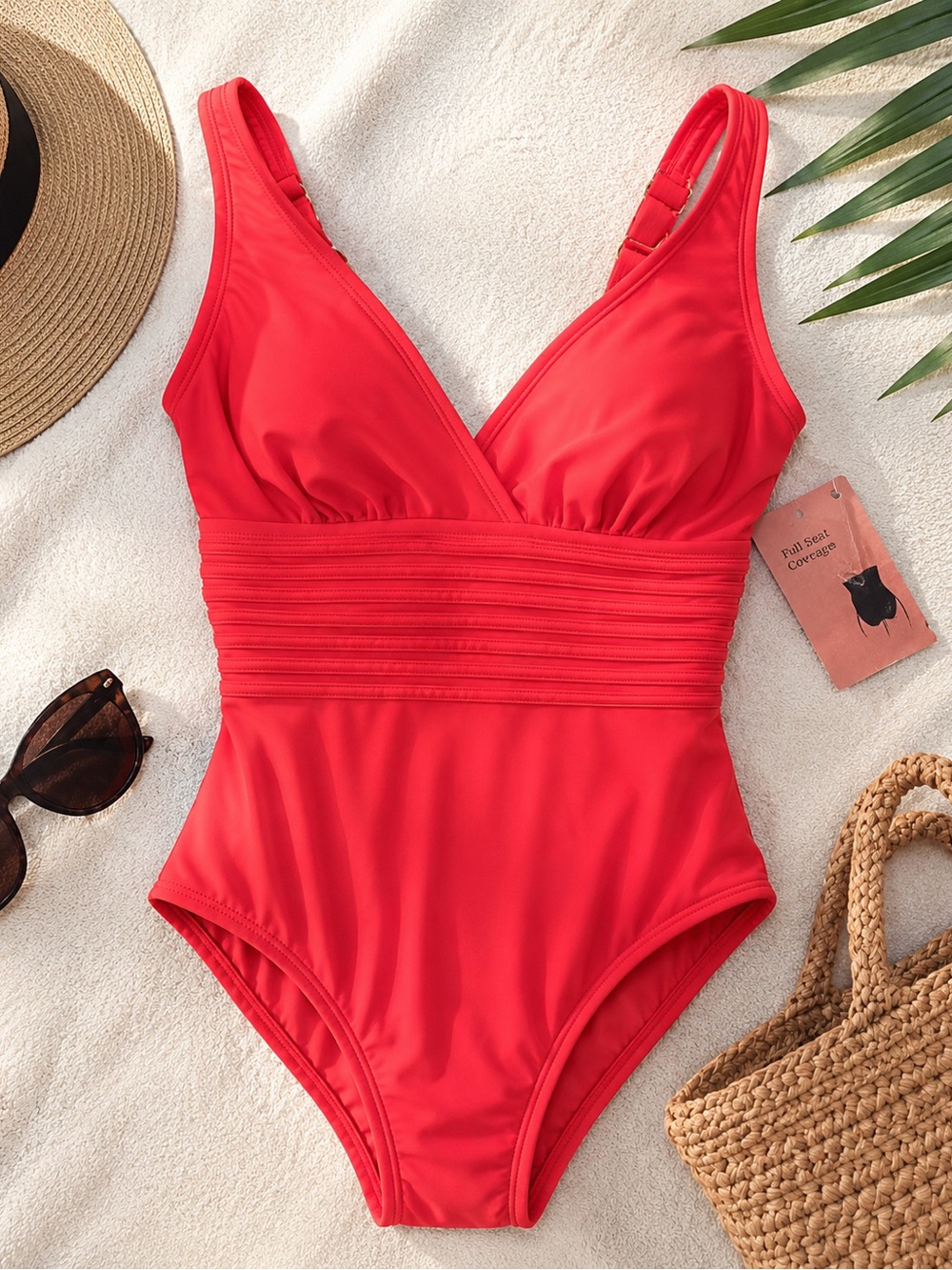 Shade & Shore Women’s One Piece Swimsuit Size Small (4-6) NWT Coral Red